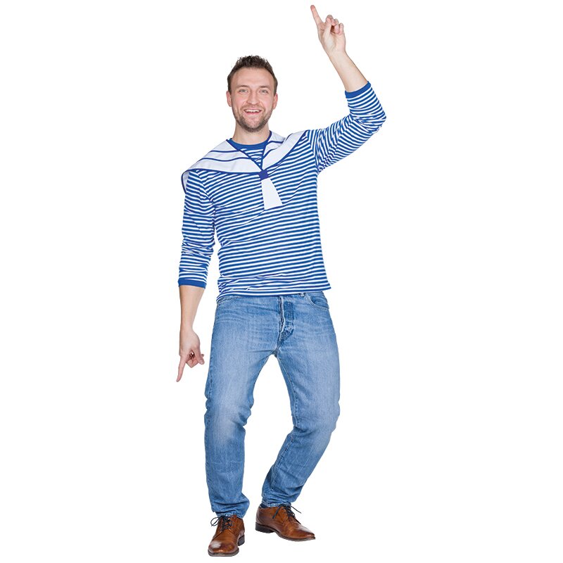 Ringelpulli mit Kragen blau