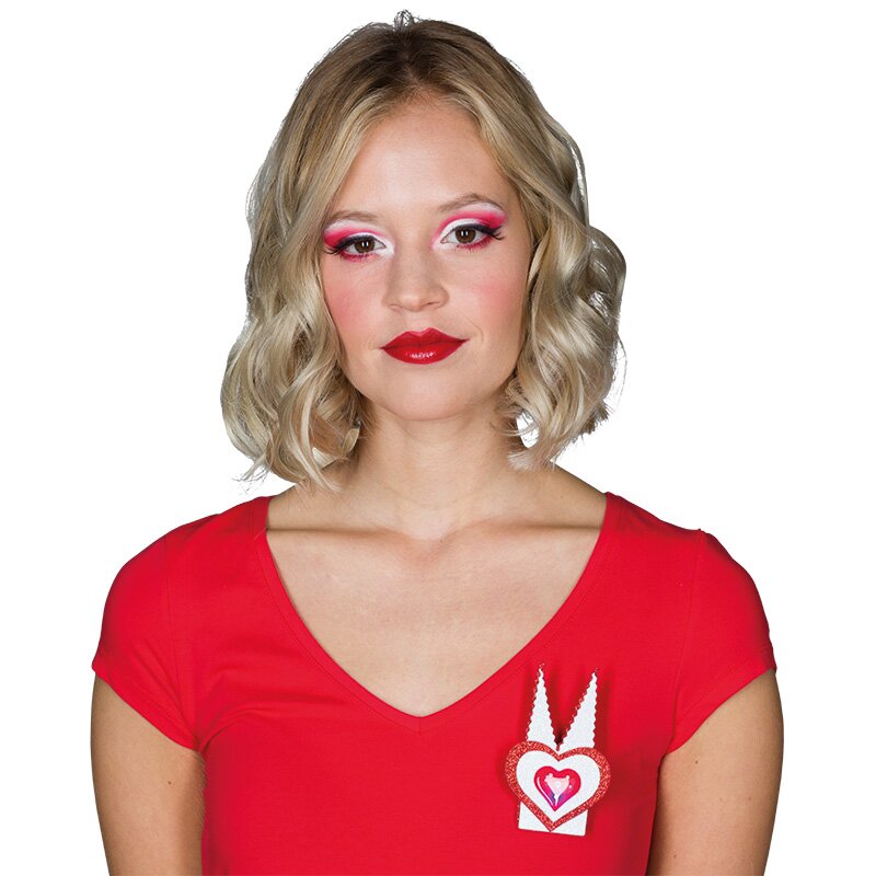 Brosche rot/weiß LED inkl. Batterien