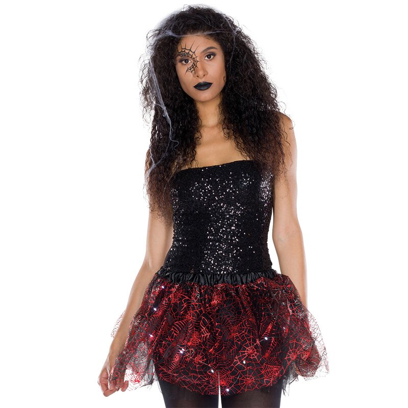 Tüllrock Spinnennetz Erw. LED