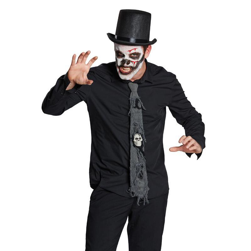 Totenkopfkrawatte grau