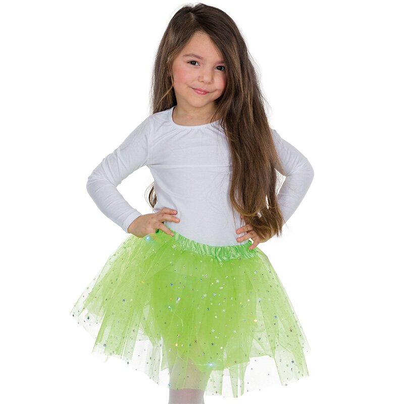 Tüllrock LED grün Kinder inkl. Batterien