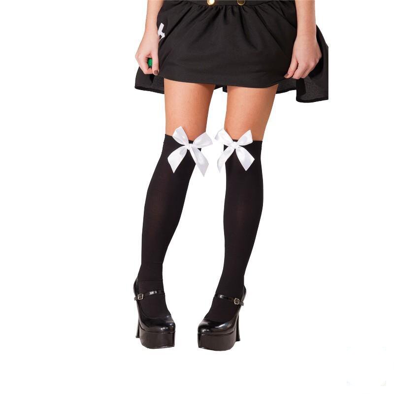 Schleifenstrümpfe schwarz/weiß