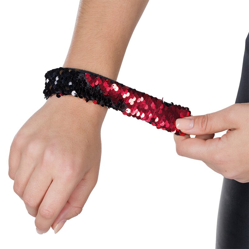 Klackarmband Wendepailletten rot/schwarz