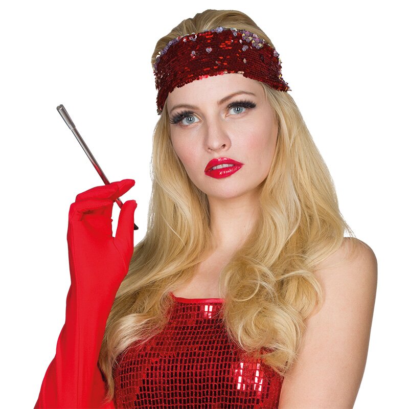 Haarband Wendepailletten rot/silber