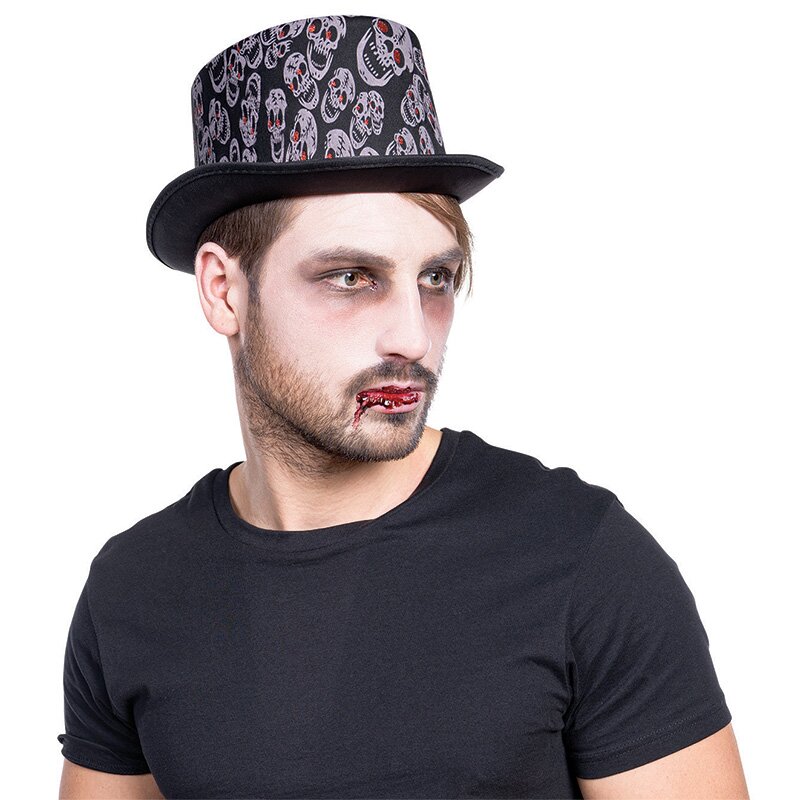 Totenkopf Zylinder mit Glitzer ca. 11 cm