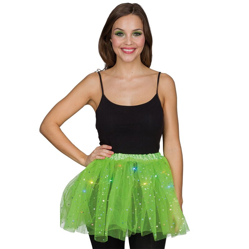 Tüllrock LED grün Erwachsene inkl. Batterien