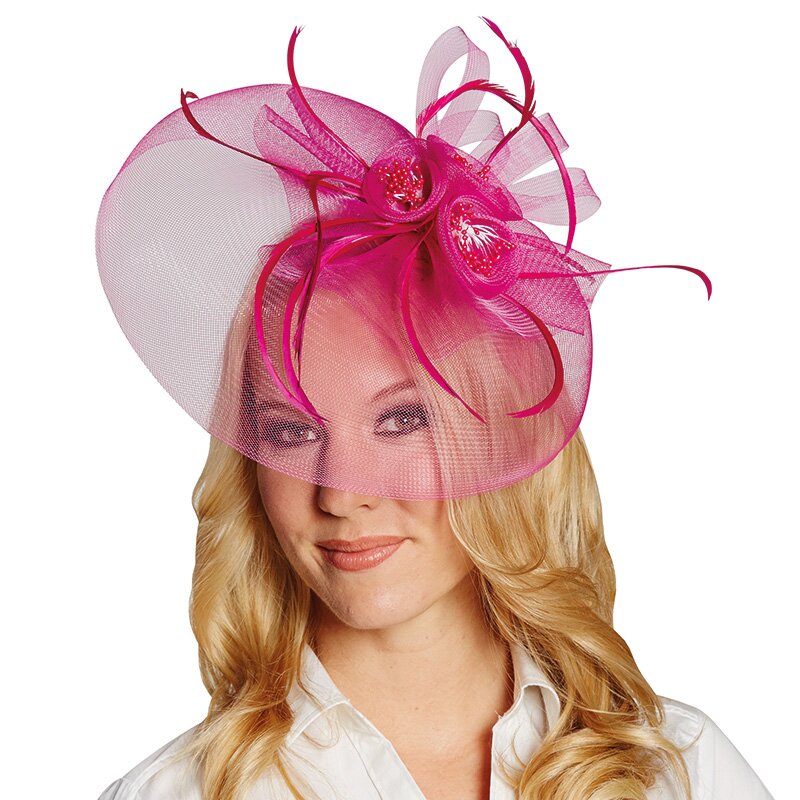 Tüllkappe pink Haarreif