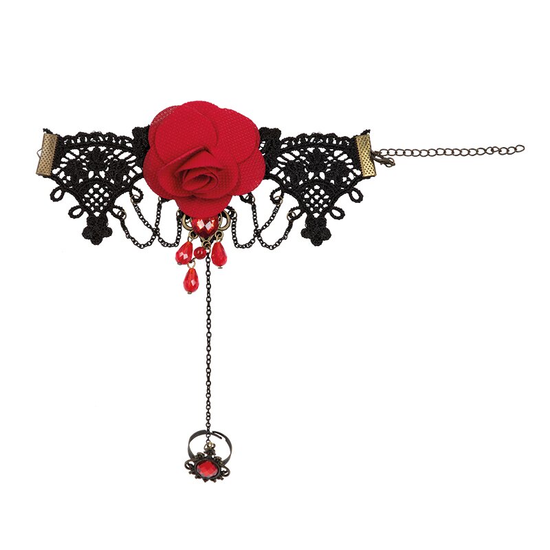 Gothic Armband Blüte mit Ring