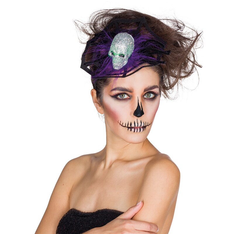 Totenkopf Spinnennetz LED Haarreif