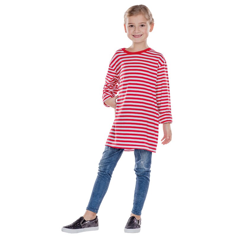 Ringelshirt langarm garngefärbt rot/weiß