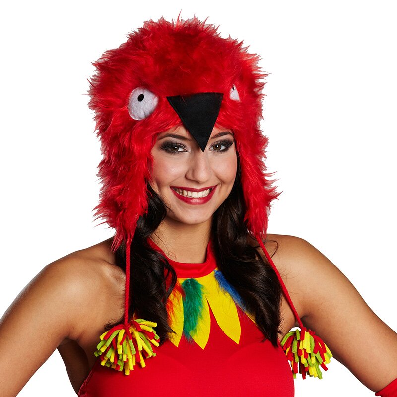 Plüschmütze Papagei