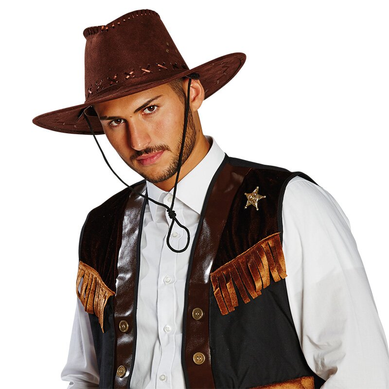 Cowboyhut Wildlederoptik dunkelbraun