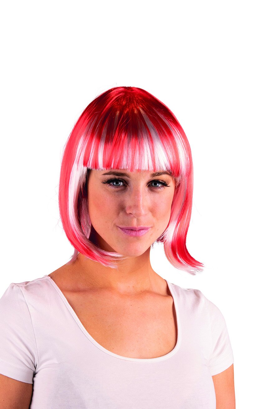 Perücke, rot-weiß