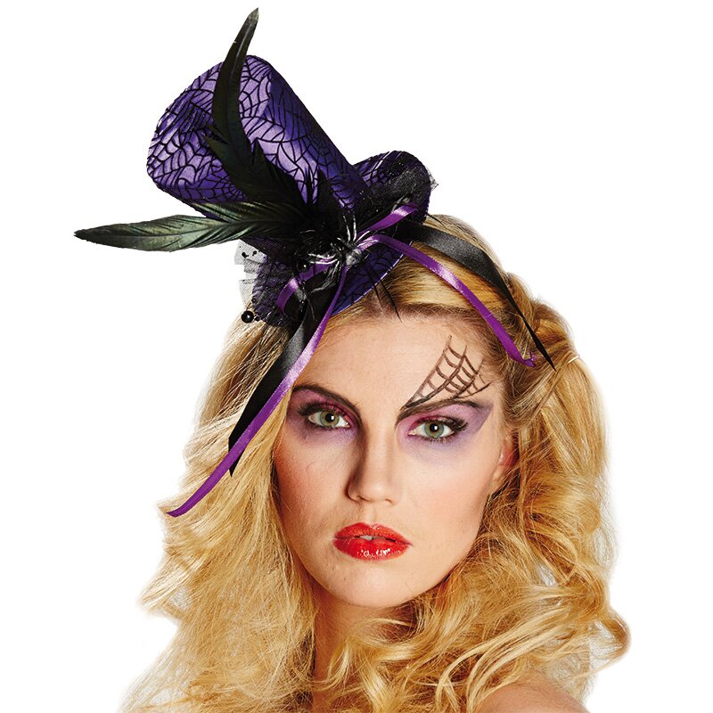 Halloween Zylinder Spinnennetz Haarclip