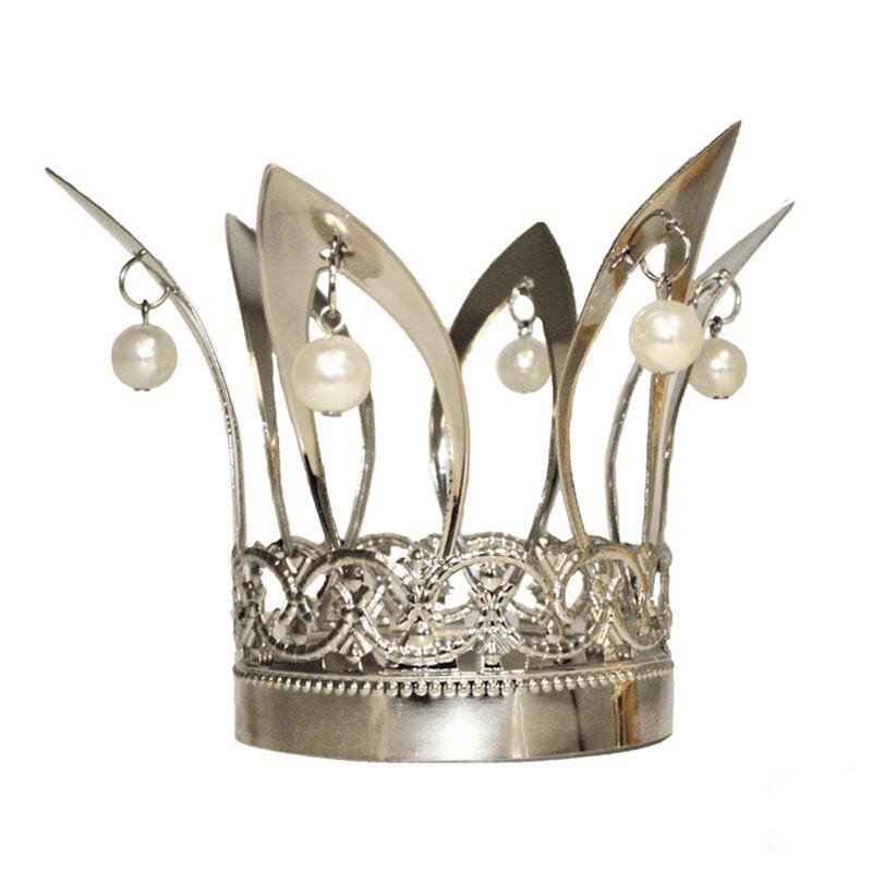 Krone mit Perlen silber