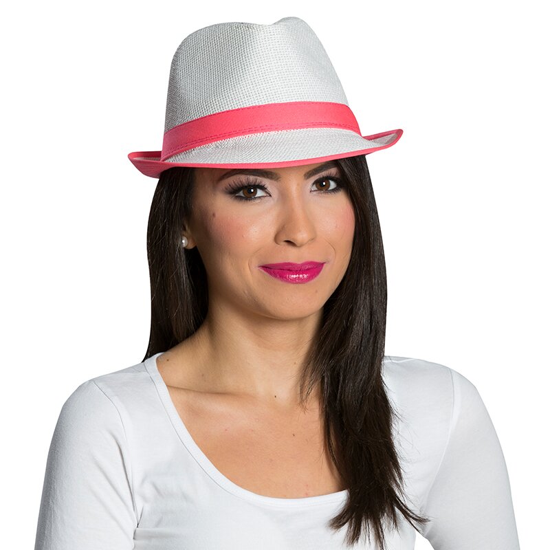Fedora Stroh neon-pink