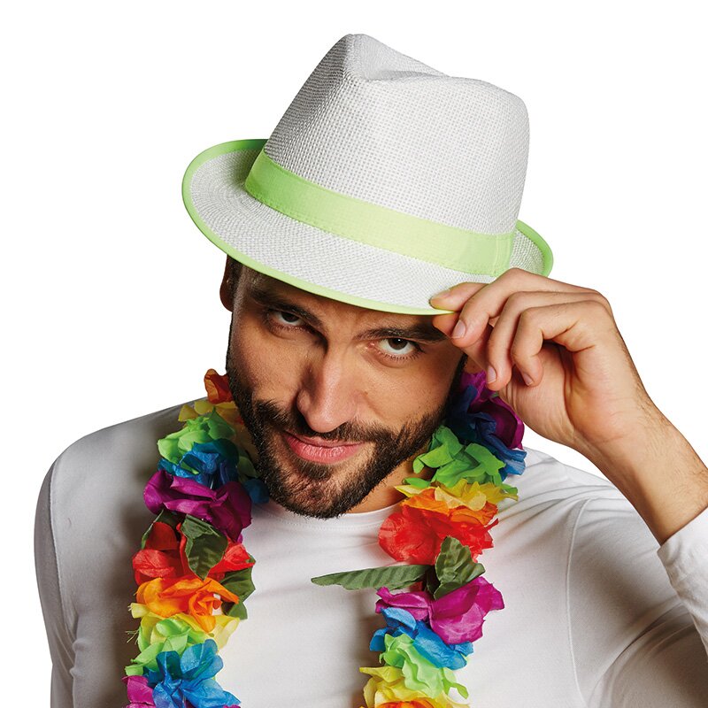 Fedora Stroh neon-grün